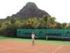 Liesel van Zyl - enjoying a round of tennis on the Le Morne Peninsula, Mauritius